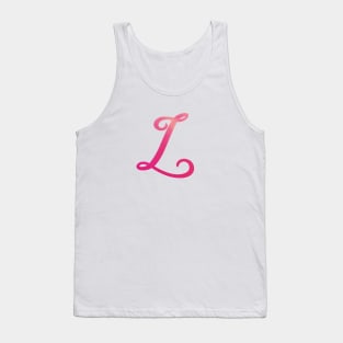 Letter L Monogram, Pink Color Personalized Design Tank Top